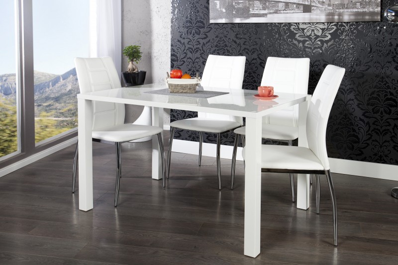 Jedálenský stôl Lucente II 120cm biela vysokolesklá