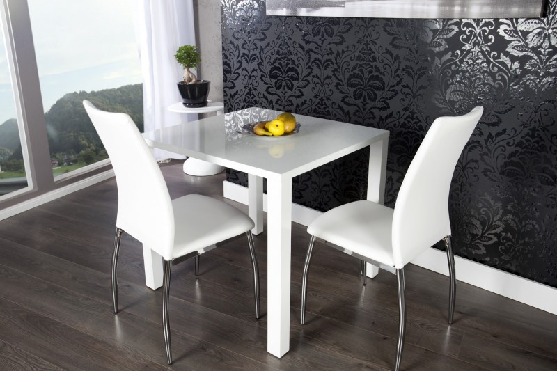 Jedálenský stôl Lucente II 80cm biela vysokolesklá