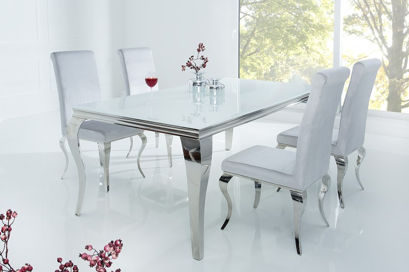 Jedálenský stôl Modern Barock 180cm biela strieborná