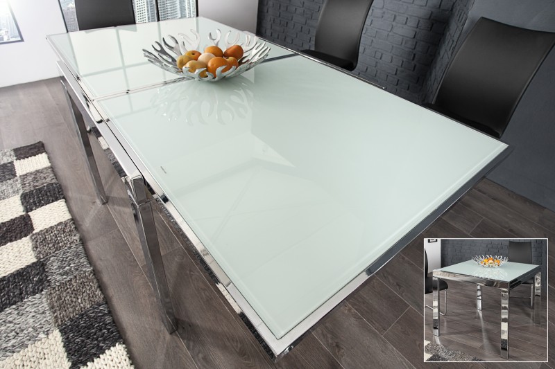 Jedálenský stôl Modular 90-180cm chróm biela