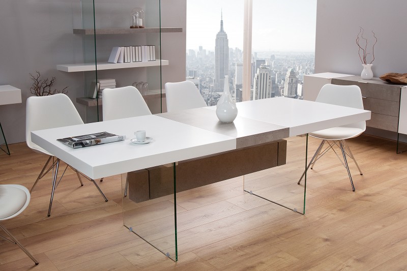Jedálenský stôl Onyx 160-200cm biela betón