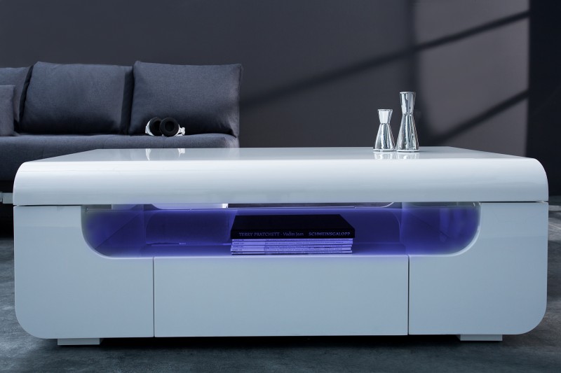 Konferenčný stolík Cube Ambience 120cm LED biela