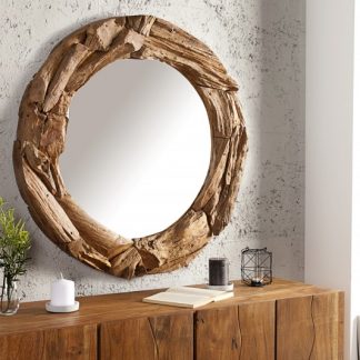 Nástenné zrkadlo Tribe 80cm recyklované drevo