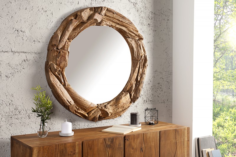 Nástenné zrkadlo Tribe 80cm recyklované drevo