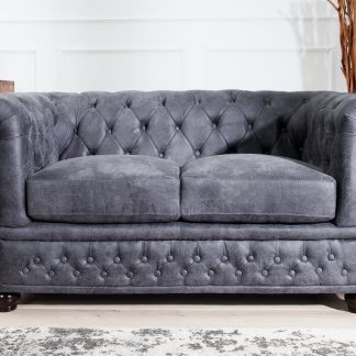 Sofa Chesterfield dvoják sivá antik look
