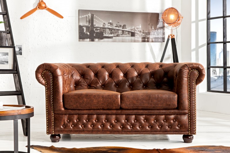 Sofa Chesterfield dvoják vintage hnedá Leder