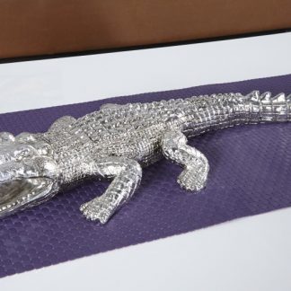 Soška Krokodil 60cm - strieborná