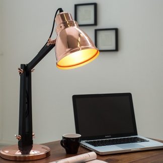 Stolová lampa Industrial 60cm meď čierna