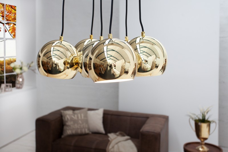 Závesná lampa Perlota XL zlatá